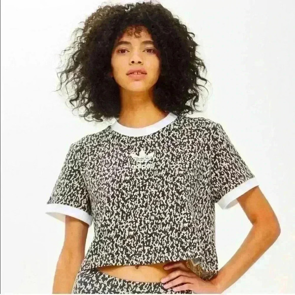 ADIDAS ORIGINALS Leoflage Cropped Top Shirt Great Condition Size XS-M - Picture 1 of 11